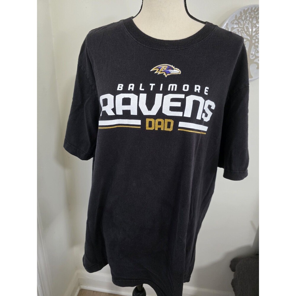 Reebok NFL Baltimore Ravens Dad T-Shirt Men Black Short Sleeve Sz XXL GuC
